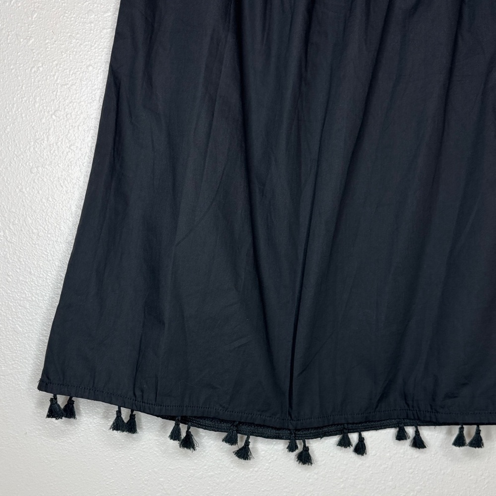 Vineyard Vines Black Cotton Dress XS NWT Ruffle Strap Tassel Hem - Picture 6 of 11